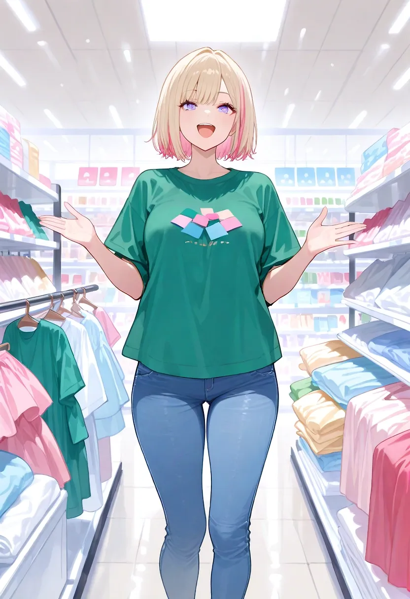 Cami tries, to try on clothes..?