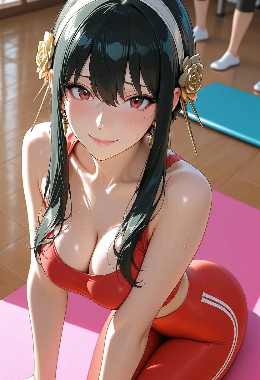 AI art 'Yor doing yoga'