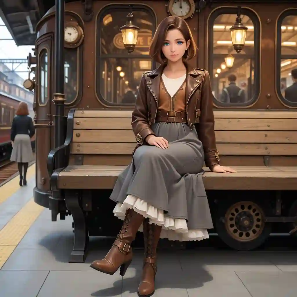 AI art 'Exploring the Steampunk City' with user description 'Susan exploring the steampunk city.'