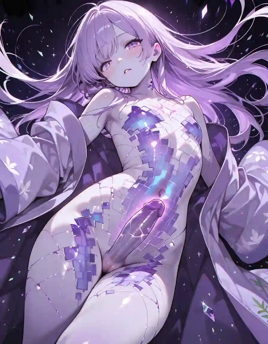 AI art 'Corr. File: Program LAV-3ND3R' with user description 'First post, decided to do a small series of the corruption of a cute program named LAV-3ND3R. The introduction to some malware the master incurred from a foray on some "sketchy sites", led to a bit of a hard time for LAV... But I dunno... He seemed to enjoy it at the end~'