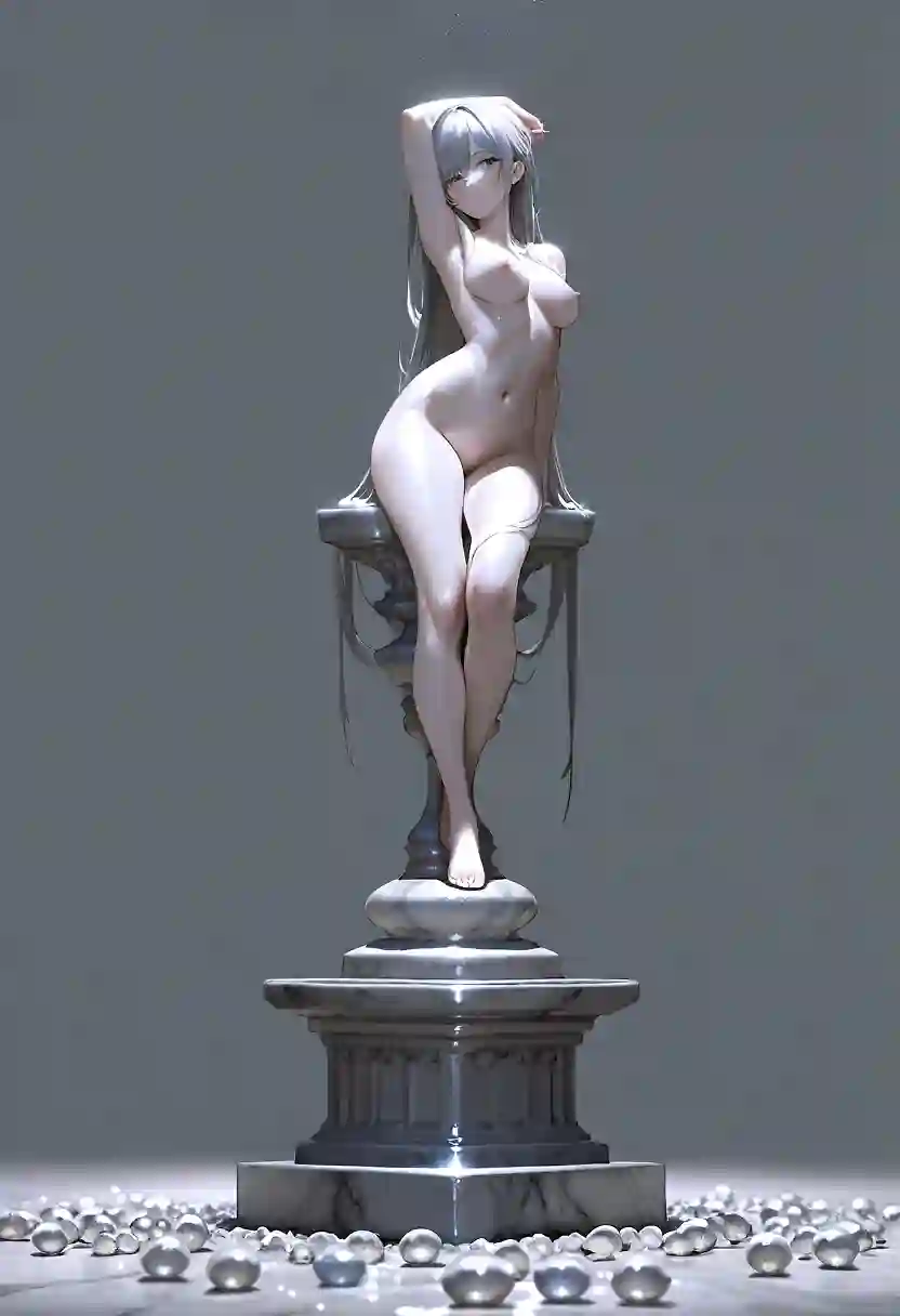 AI art "White marble girl first try"