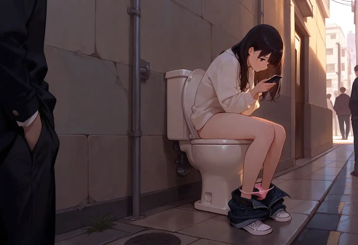 AI art "toilet girl 2 (outdoors)"