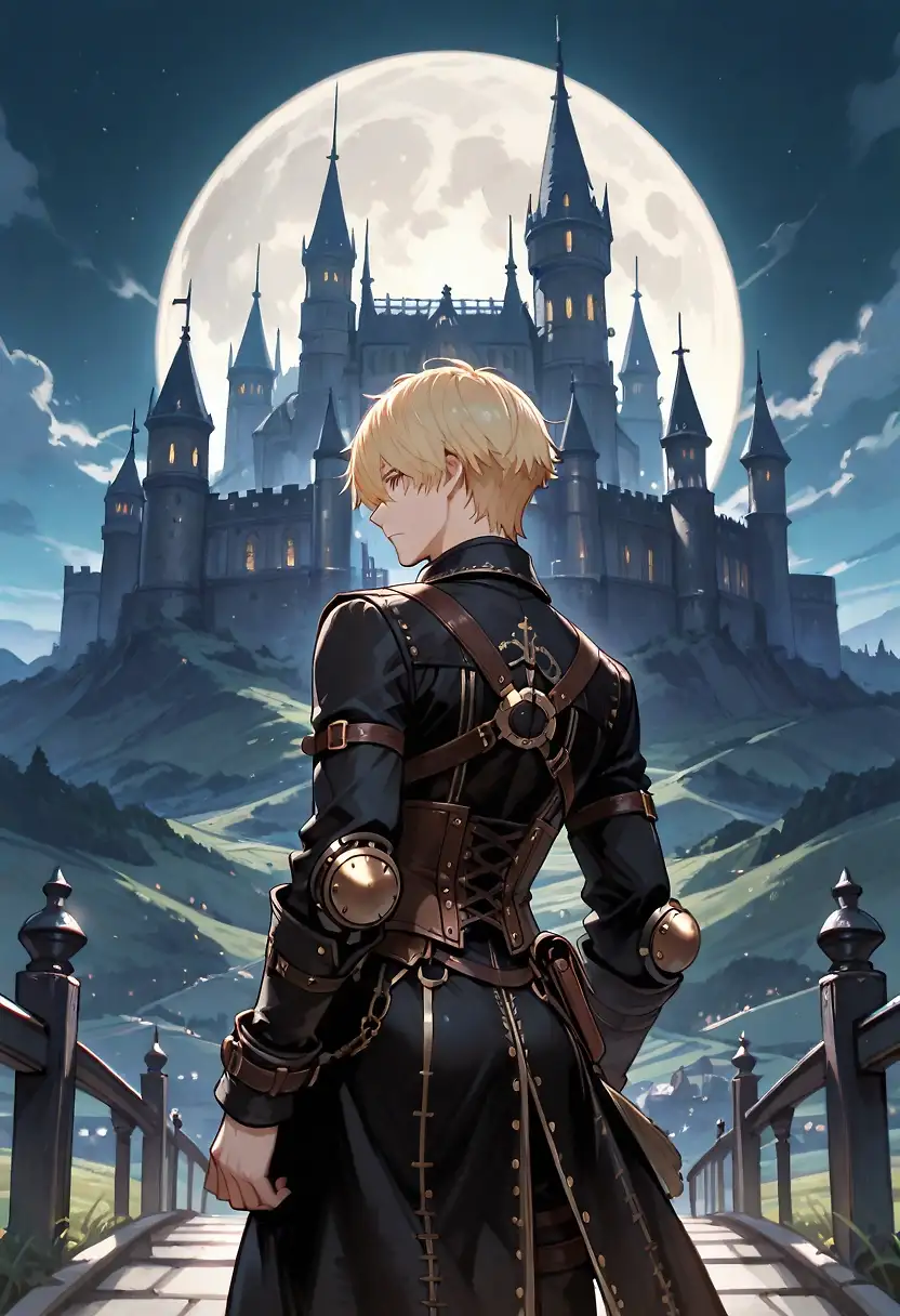 AI art 'beepy, vampire hunting failure' with user description 'Beepy finds the evil vampire's castle. Thinking seduction will give him the upper hand, he obliges this sexy vamp's advances. they go at it all night, getting a little kinky as time goes by. Then, he was duped. He falls asleep and wakes up in a cell. He's malnourished to the point of muscle mass depletion and looks almost.... feminine? The vampire takes beepy to her quarters and uses him as her own feminized boy slut. He turns more vampire-like with each intense butt slutting session.'