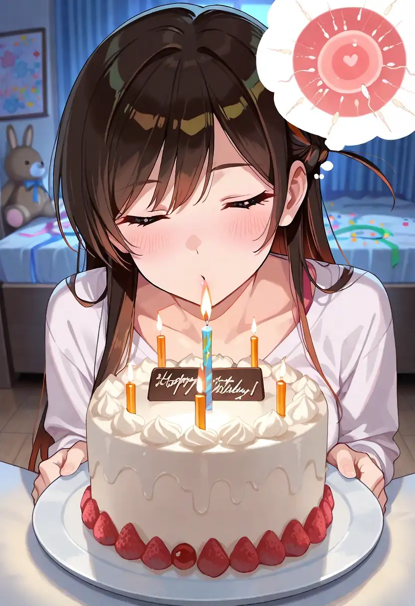 AI art 'Happy Birthday Chizuru 🎉' with user description 'Posted this on my X account too. Feel free to follow me @N0CTURNALzz. DM me for requests'