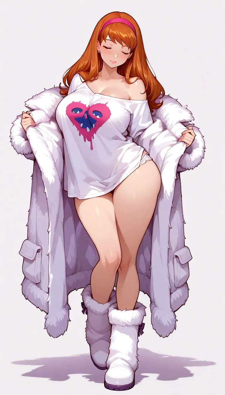 Daphne blake undressing in a fur coat