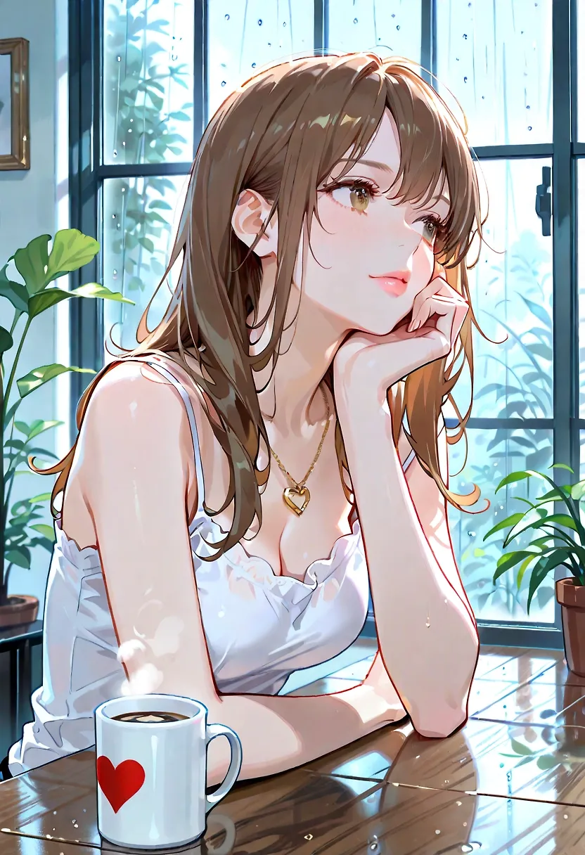 Rainy morning and hot coffee