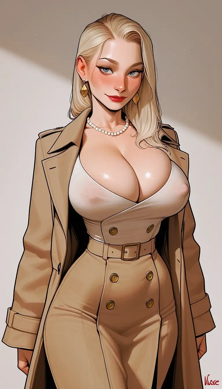 AI art 'Hesperia Sterling. Private detective 🫆🕵🏼‍♀️' with user description '"In this office the hot blonde is not the one in need"

Hesperia was a woman ahead of her times. She stood out in a man's world and let no one close her beautiful mouth 👄💋'