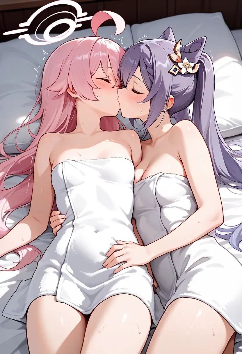 AI art "Keqing giving home massage to Hoshino"