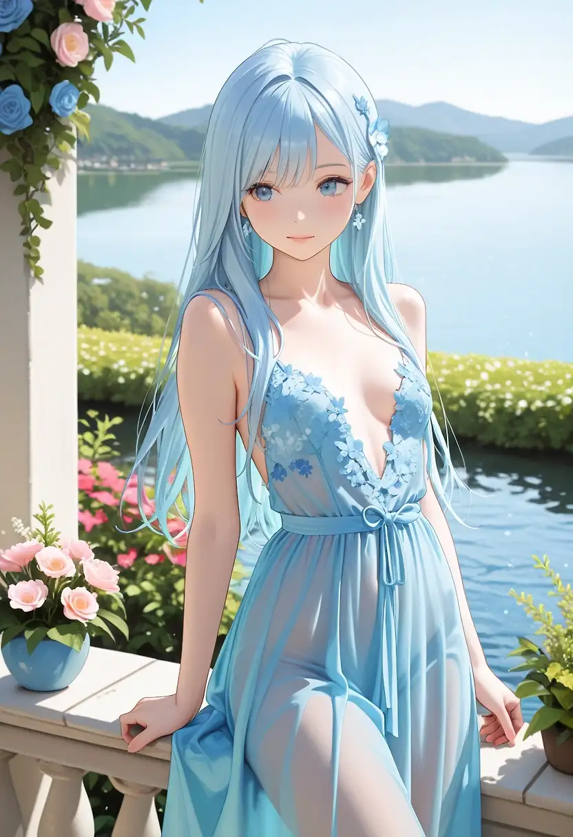 AI art "see-through blue dress"