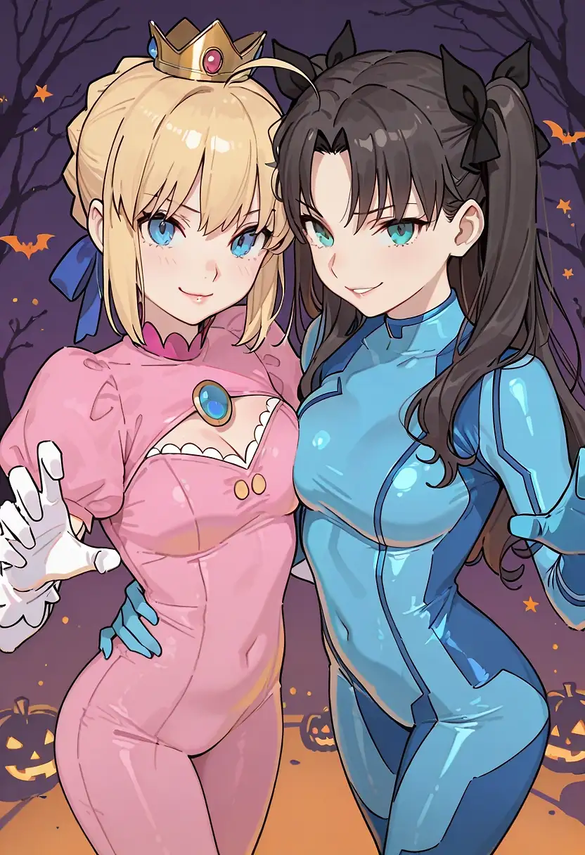 AI art "Saber and rin halloween"
