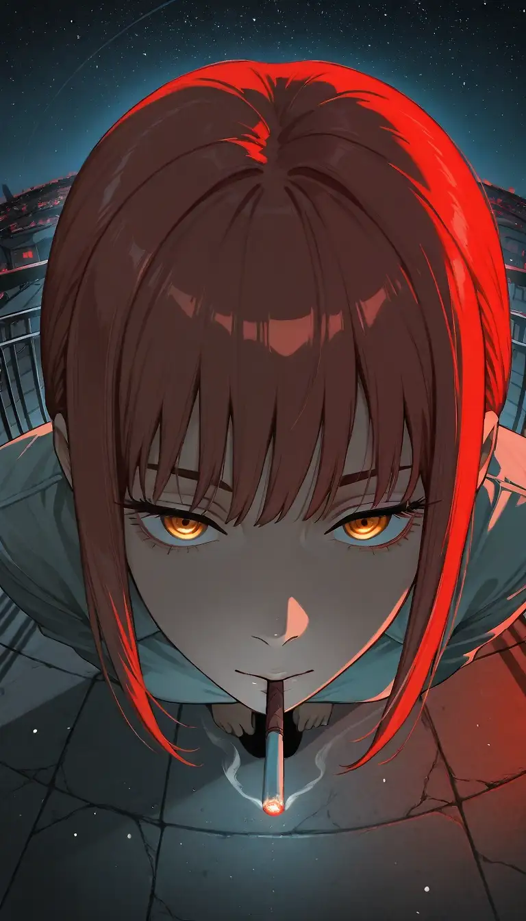 AI art 'Makima Starry Sky' with user description 'I could stare at Makima’s eyes all day. Inspired by ilikeboobs.'