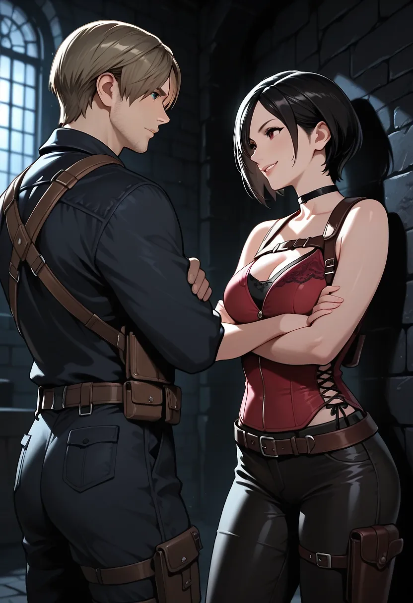 Leon and Ada trapped in a dungeon