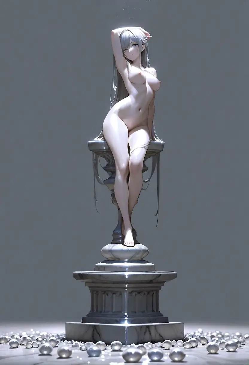 AI art "White marble girl first try"