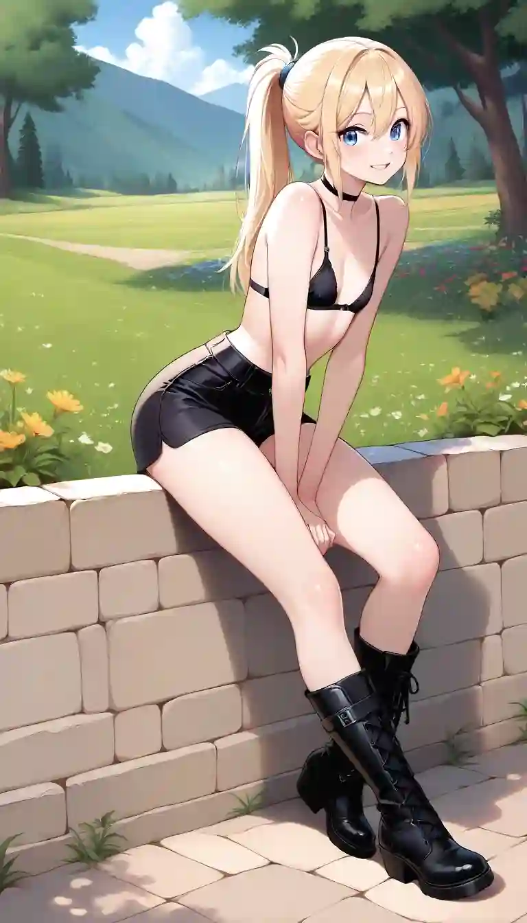 AI art 'Starima-Fav 1' with user description 'These are two of my all time favorite images of Starima. They really capture who I intend for her to be. She is really cute, happy, and fun, while also an outdoors country girl. I also love her in black, so that’s a plus. Let me know what you think.'