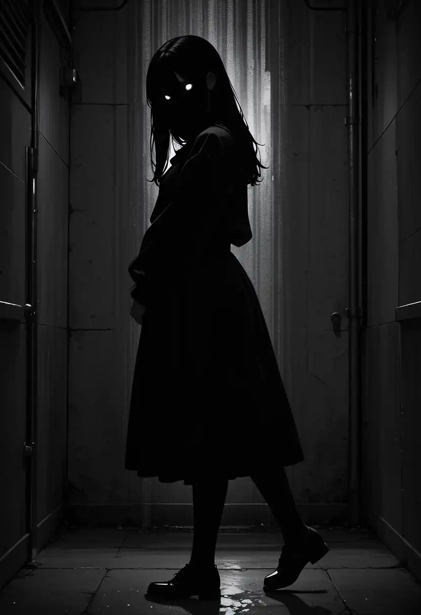 AI art 'ALTERED STATE.' with user description 'In the shadows she waits. Listening. Searching. Sensing your presence...'