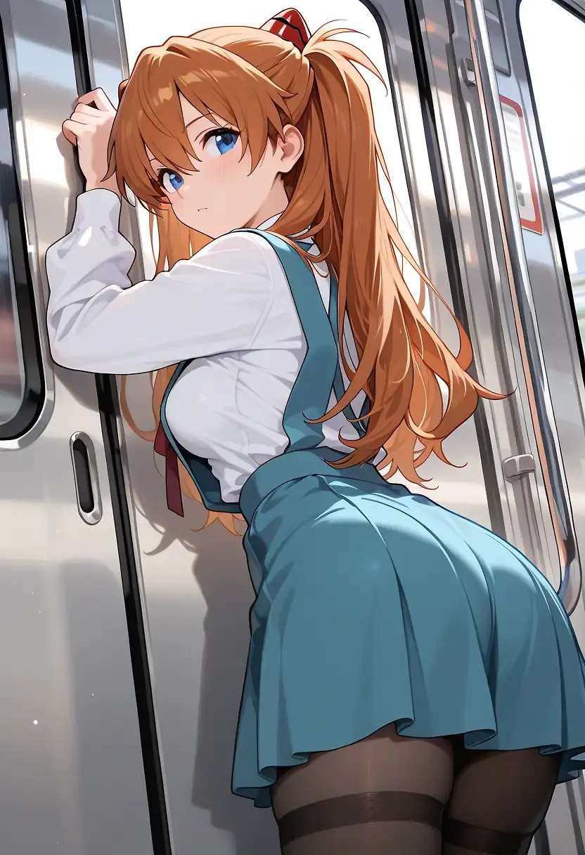 AI art "Asuka on the train"