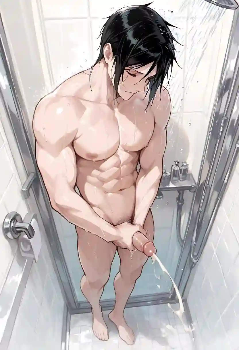 AI art "Sebastian Michaelis Showering Solo"