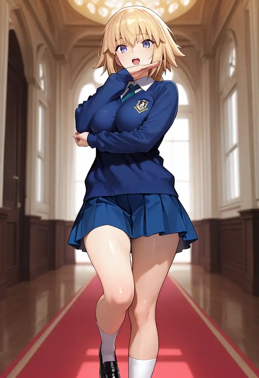 AI art 'Jeanne d'Arc - Ojou sama' with user description 'Jeanne d'Arc in St. Gloriana School Uniform (Girls und Panzer)'