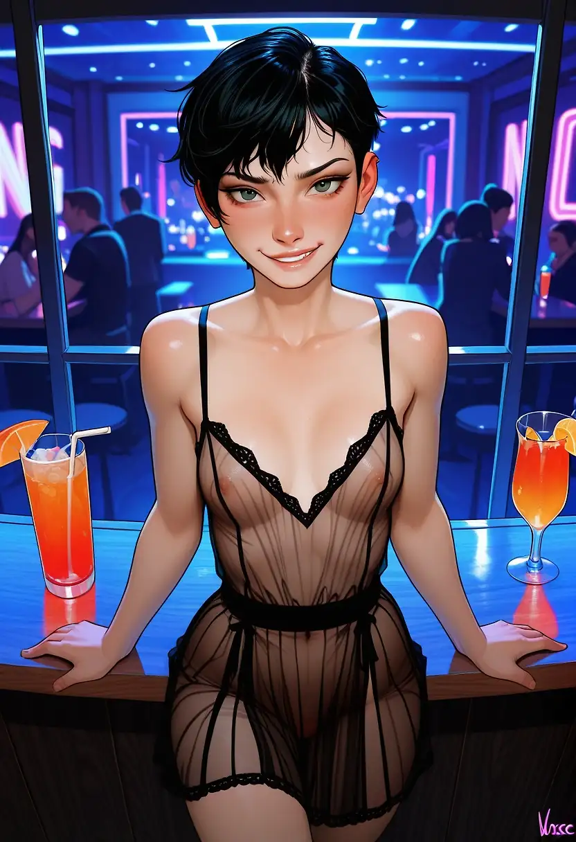 AI art "Serving drinks at Club BetterWaifu"