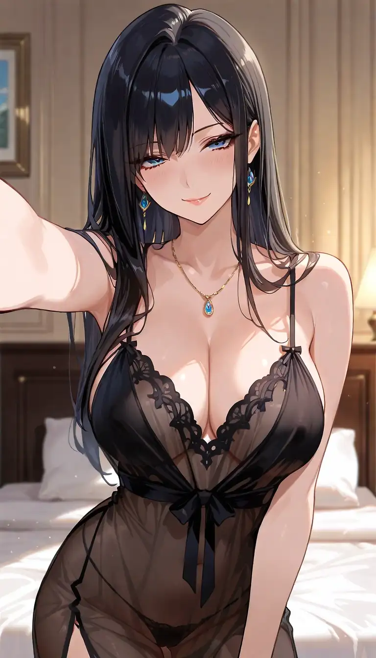 AI art "Black Lingerie Model"