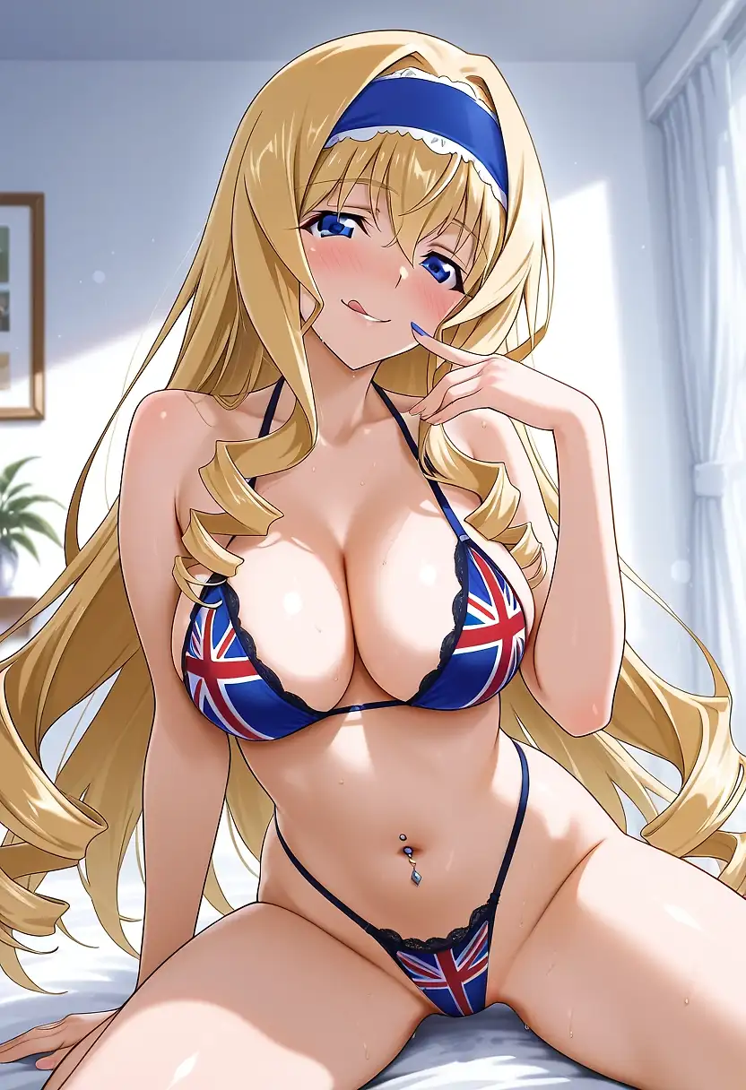 AI art "Cecelia Alcott, British Waifu from Infinite Stratos, representing my nation!"