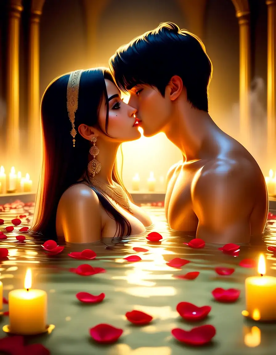AI art 'Couple in flower pool'