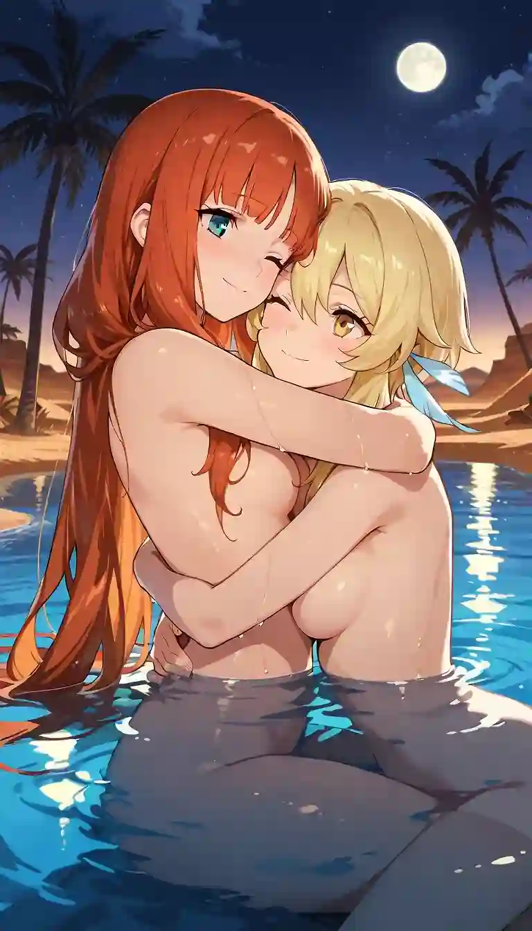 AI art "Dip in the oasis"