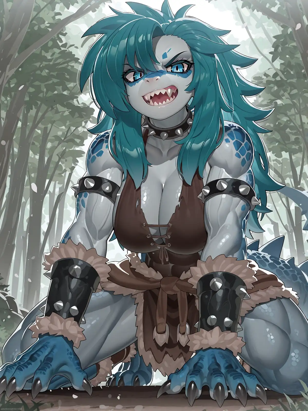 AI art 'Random Monster Girls' with user description 'Some of the more cool and sexy monster girls I got while trying to make Monster Hunter girls'
