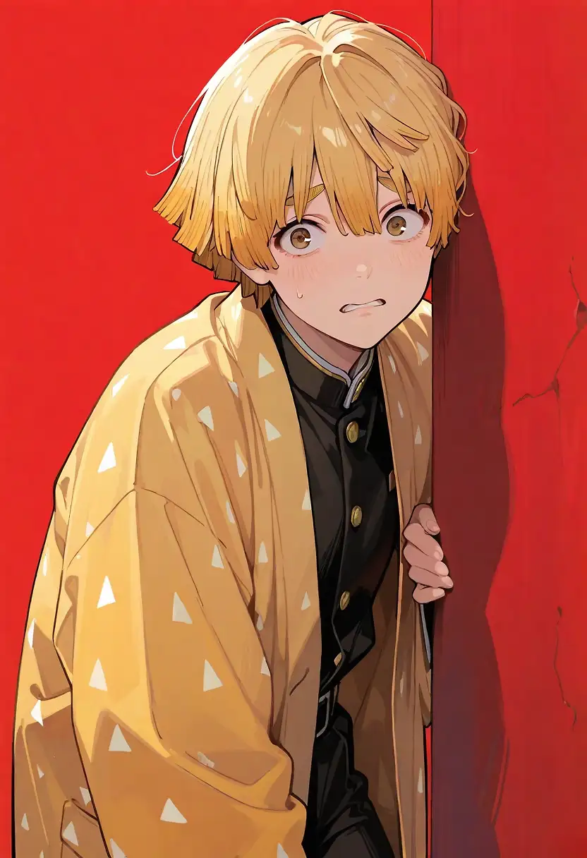 AI art 'DemonSlayer BloodMoon Arc Zenitsu and extra' with user description 'From the Castle, Zenitsu witnesses the incident that happened to Tanjiro and he straight bails, trips and is out cold.
Nezuko rushed to his and returns Zenitsu to the closest DemonSlayer corp town.

random redo's of previous generations with a different model'