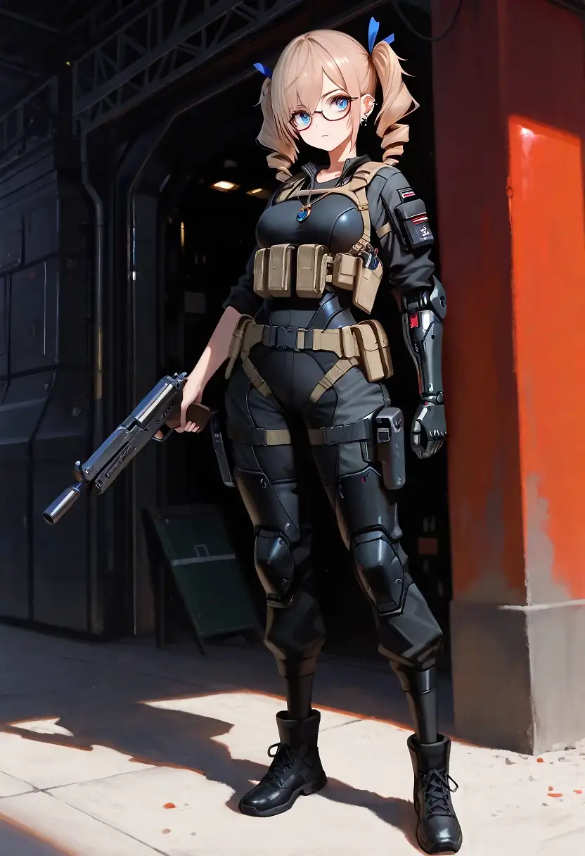 AI art 'Ready for combat' with user description 'Hana in different combat outfits.'