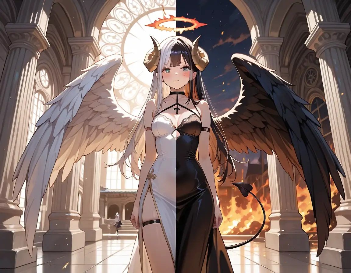 AI art 'Change of Heart 2' with user description 'Two sides of the same coin, together in one whole.'