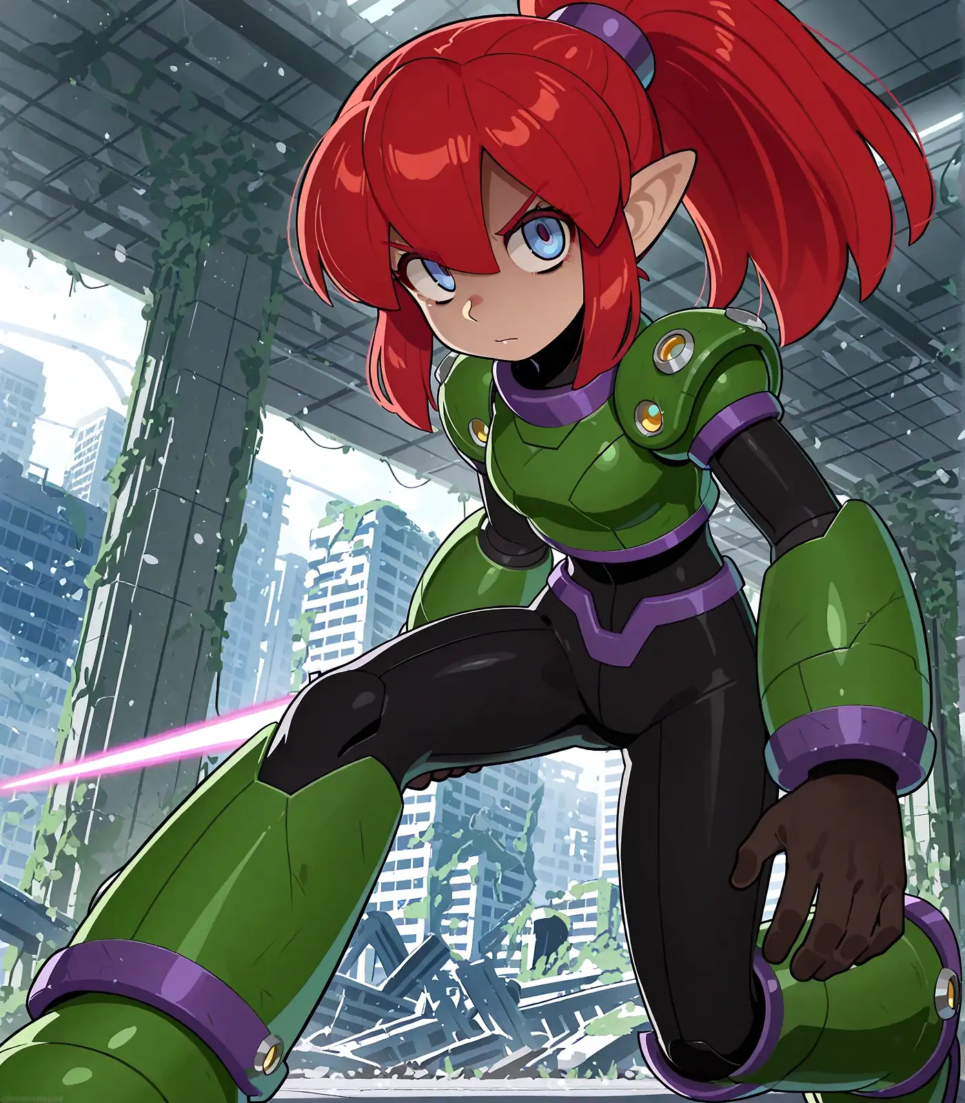 AI art "Ruins of 20XX: Maverick Hunter Asaki"