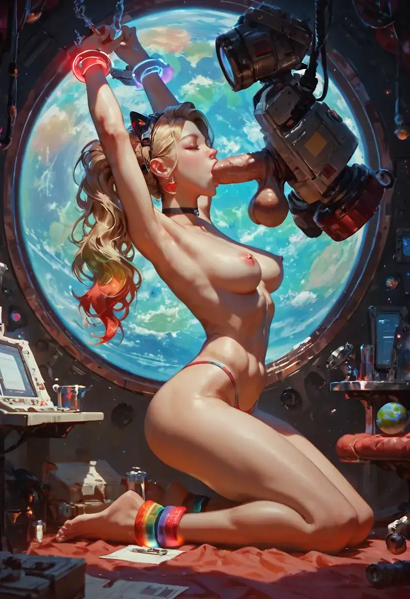 AI art 'Linda's pleasure bot 🤖' with user description 'I created this on may 2025 and  I was shy to upload it 🫣'