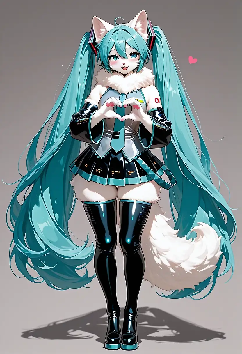 AI art 'furry miku' with user description 'furry cat girl miku'