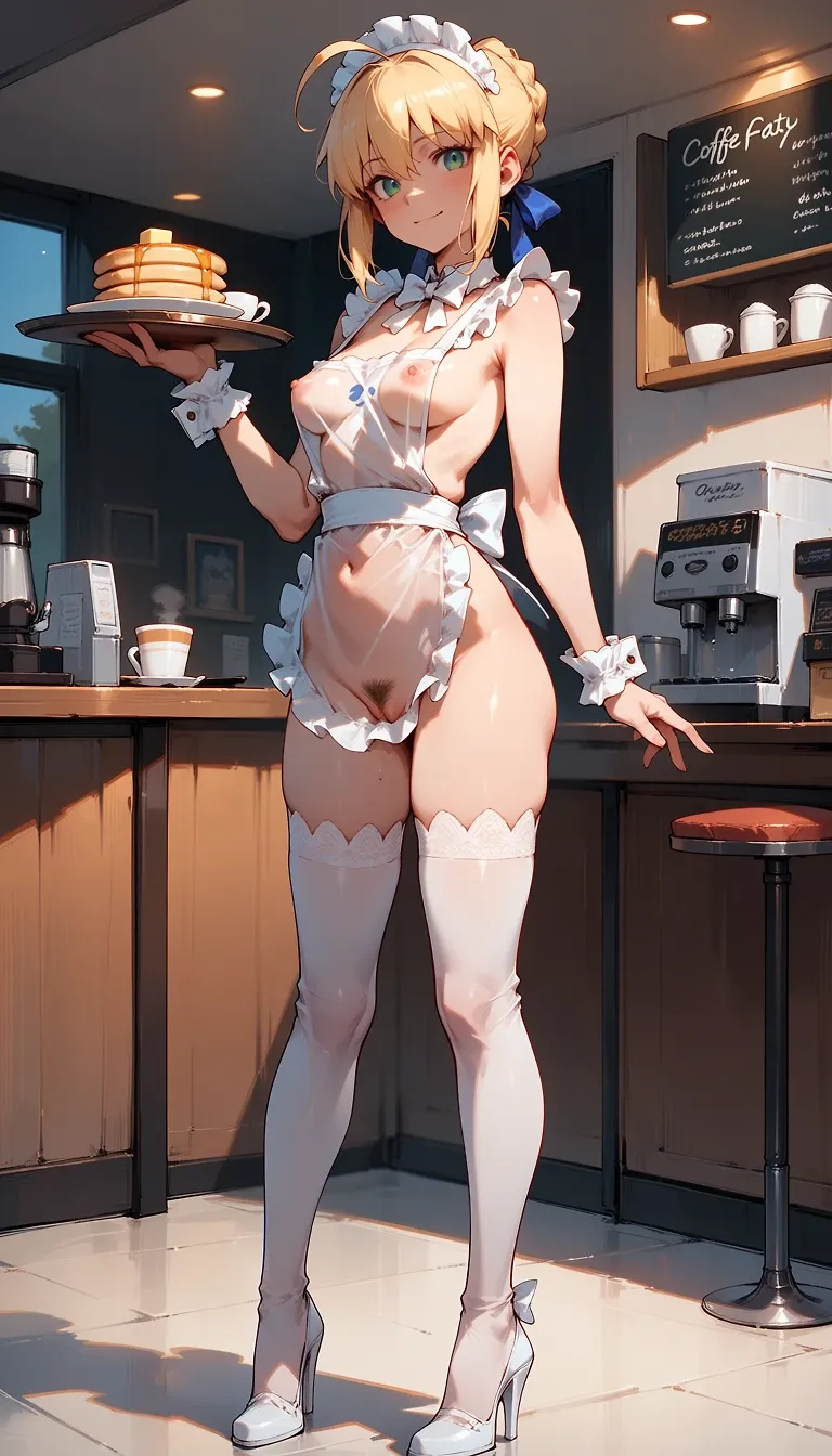 fate series heroines seethrough apron