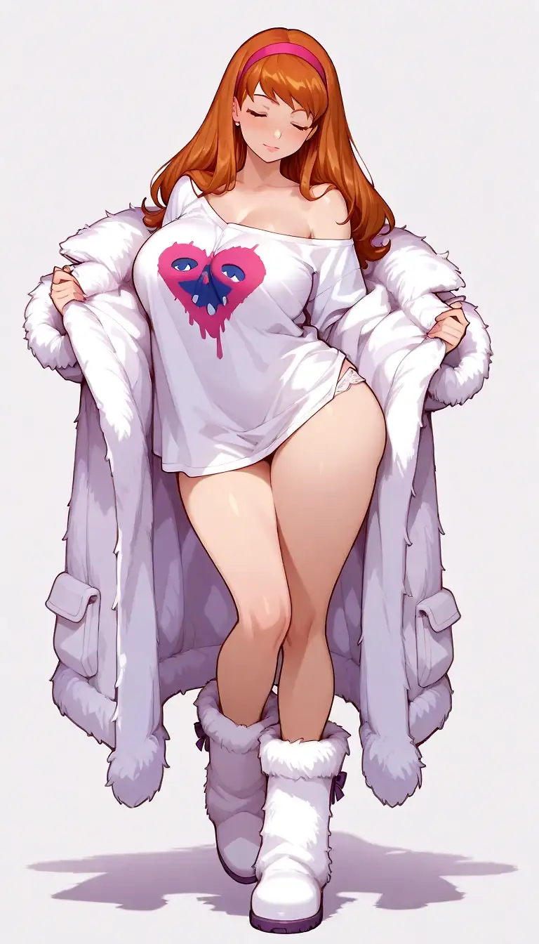 AI art "Daphne blake undressing in a fur coat"