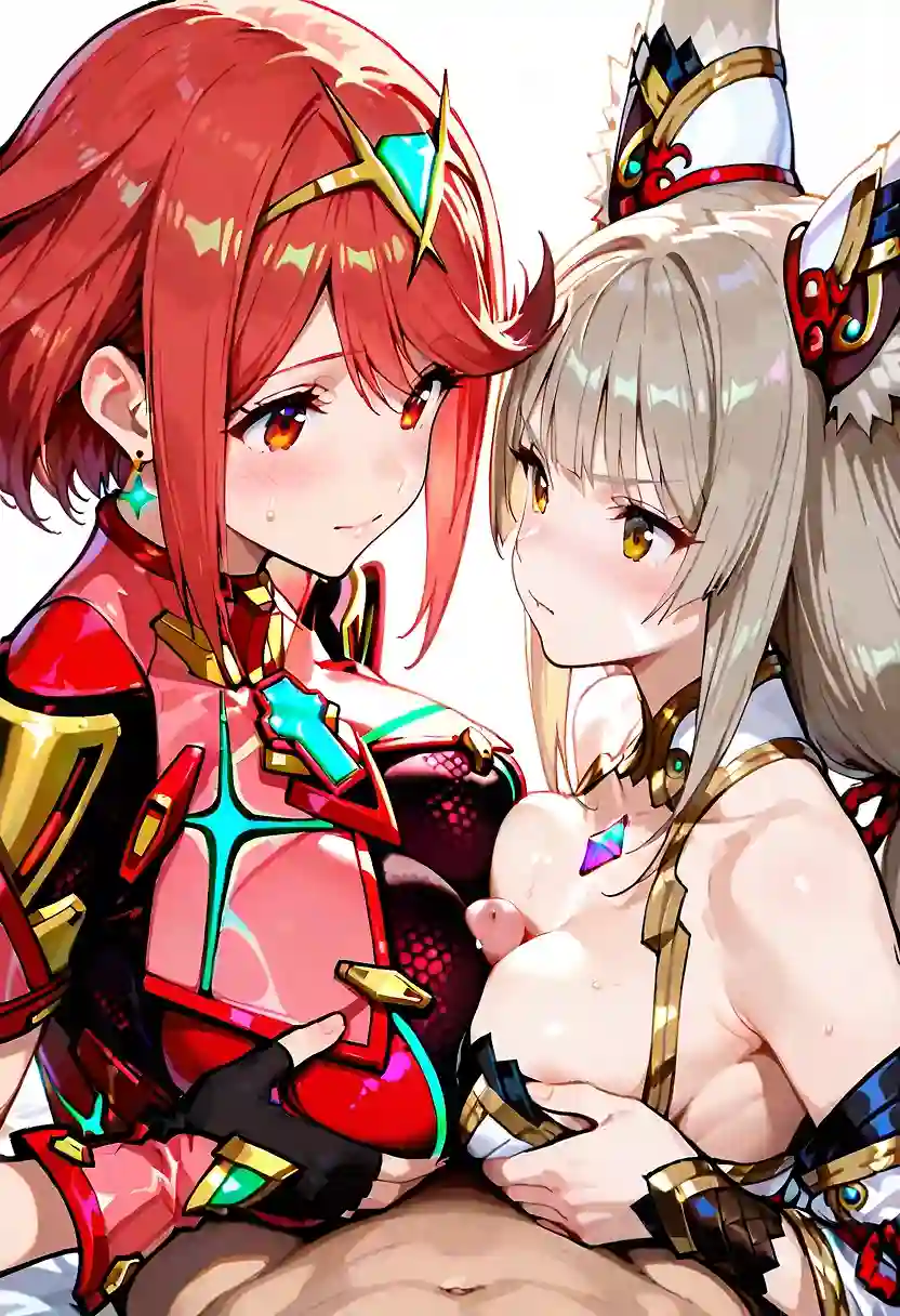 AI art "Pyra and Nia Paizuri and bukkake"