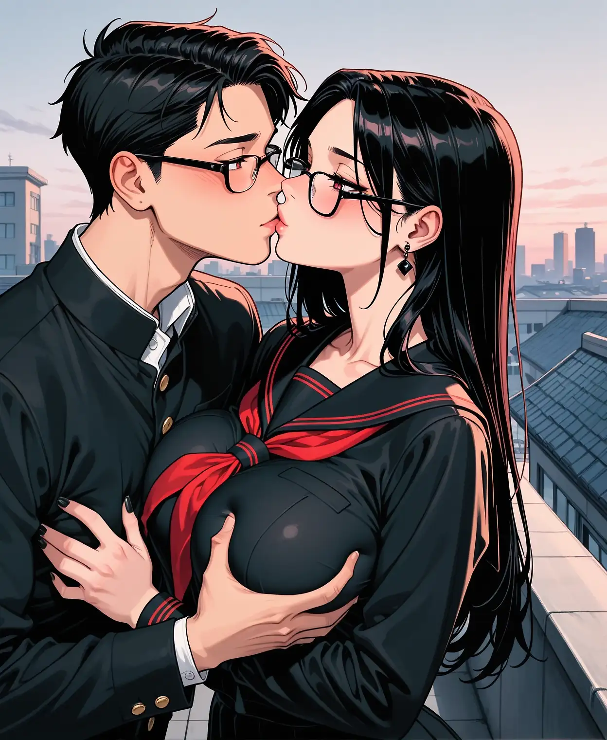 AI art "Couple at rooftop"