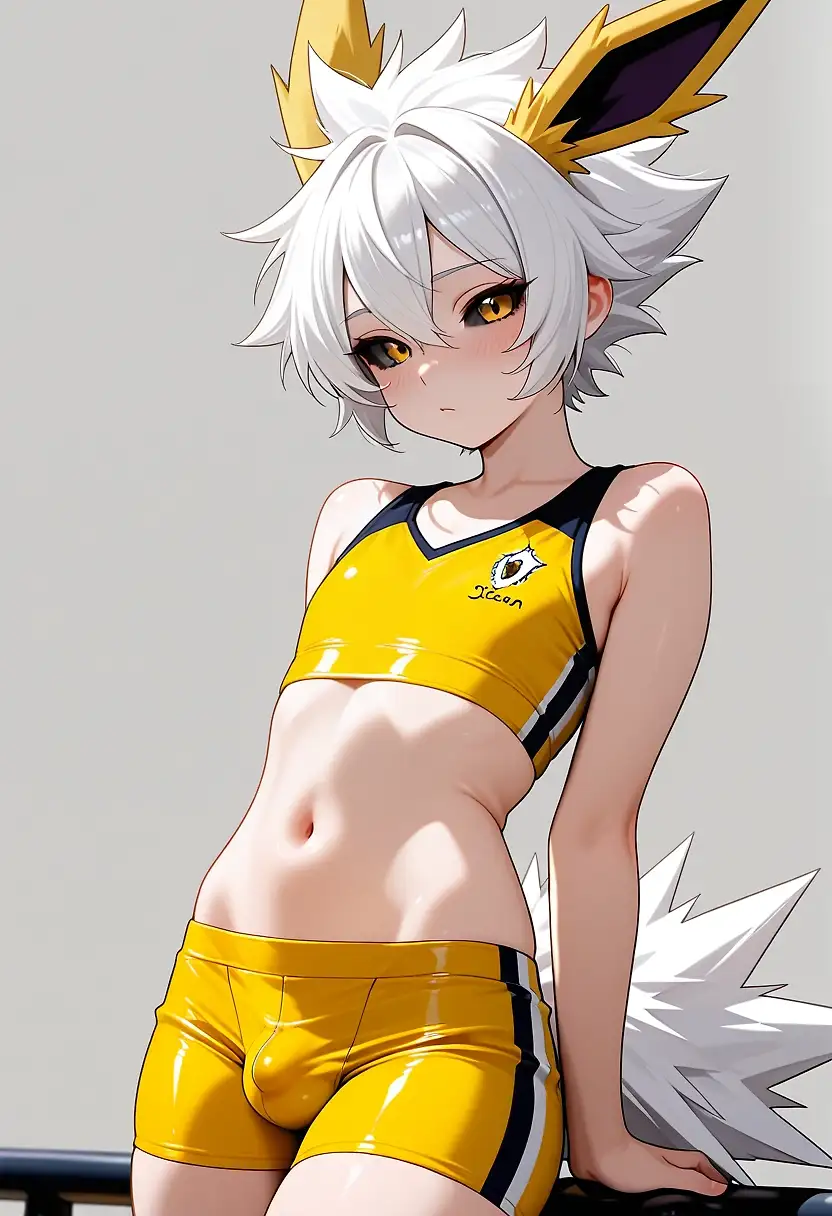 AI art 'Jolteon' with user description 'Felt like Jolteon should be a femboy for some reason lol'