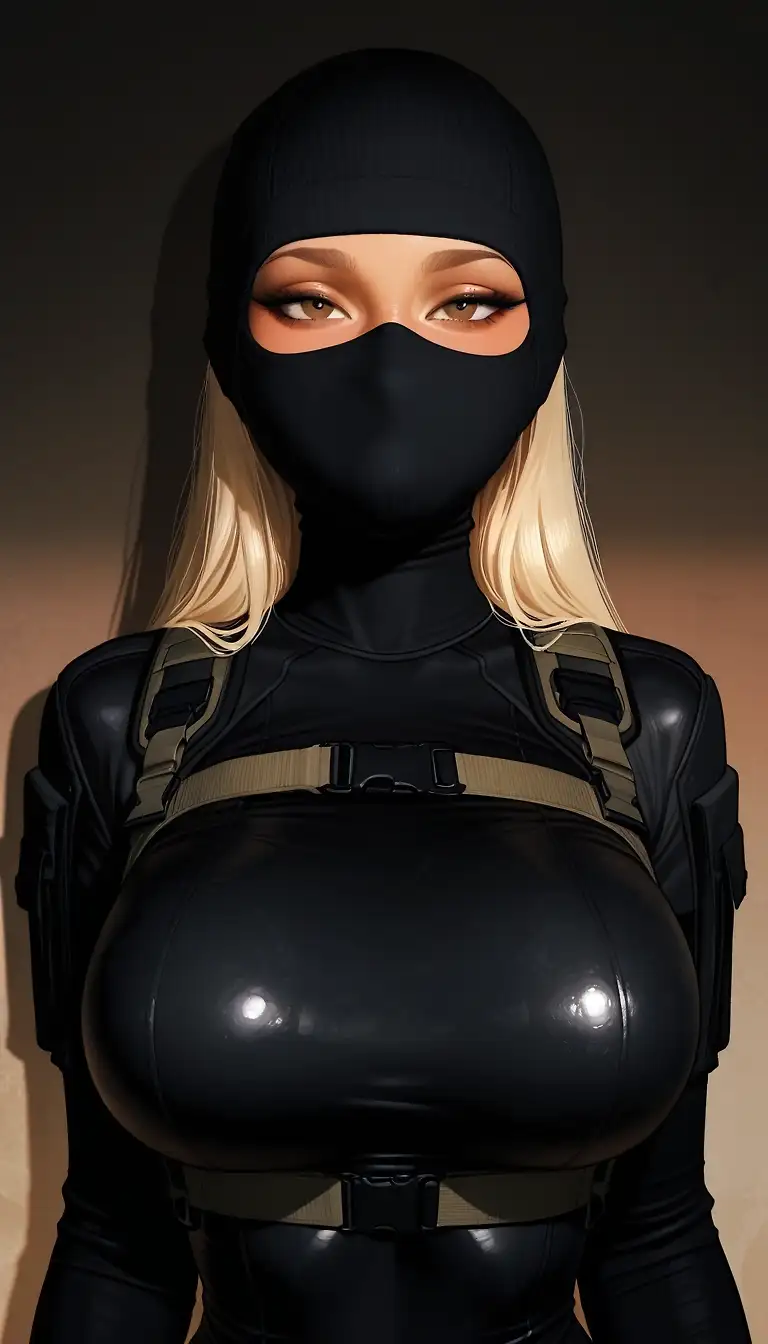 AI art 'Balaclava. Summer's wardrobe  🦝' with user description 'The moment you see those eyes piercing the dark. You know it's already too late 💀'