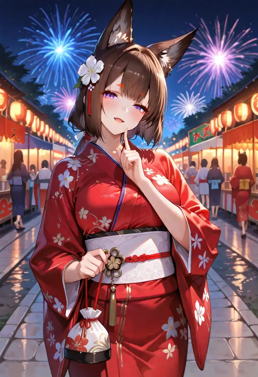 AI art 'Summer festival with Amagi'