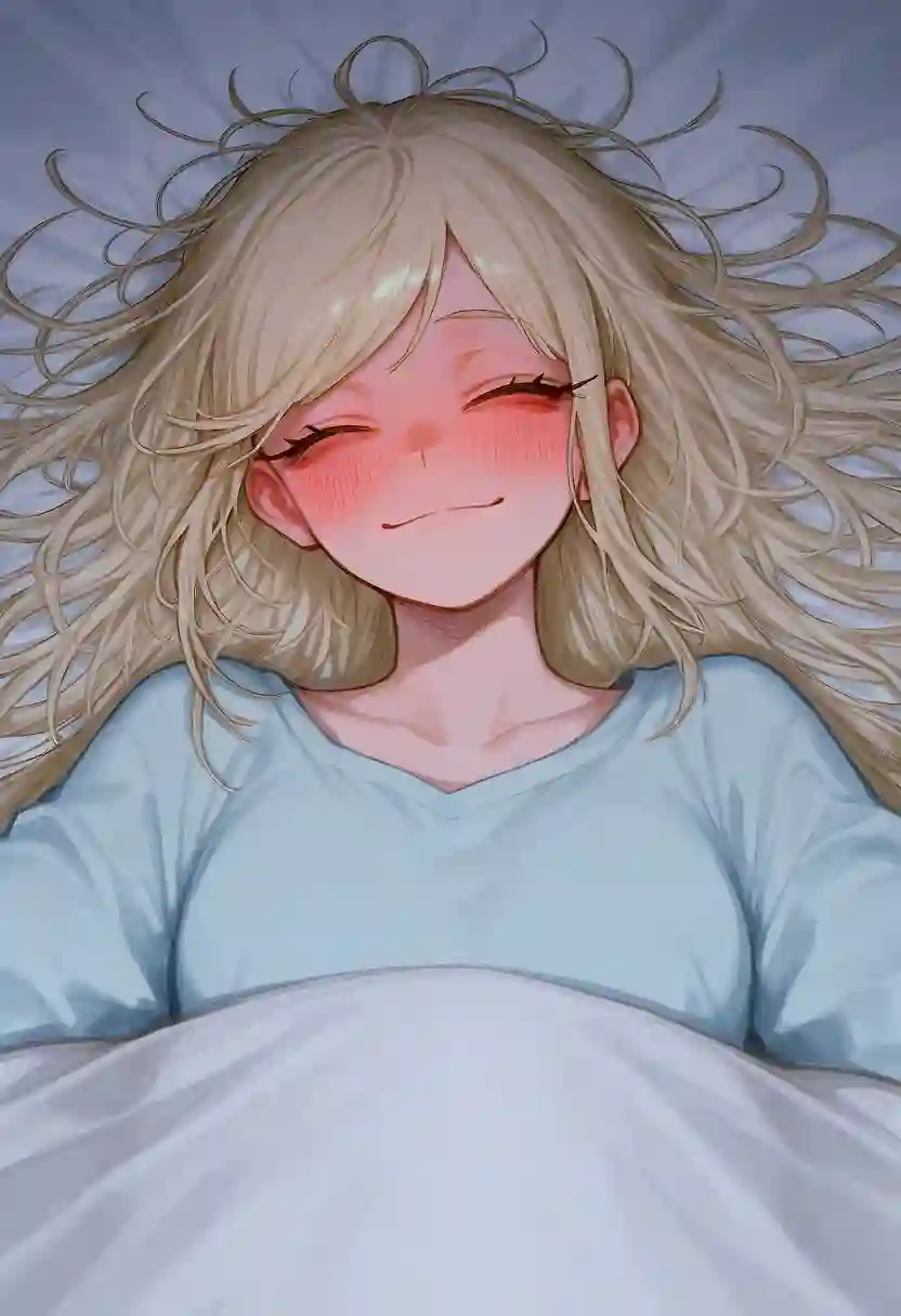 AI art 'Plan A - Continued?' with user description 'May wakes up after carrying out her preparations for Plan A.
She didn't expect you to still be here and thinks you must have done something to her in her sleep.
After a chat, she realises you took the good guy route and seems warmer to you.

She makes another suggestion.
"How about making this the real deal?"

(personal note... I just realised that she looks like that one girl from My Hero with messy hair...)'