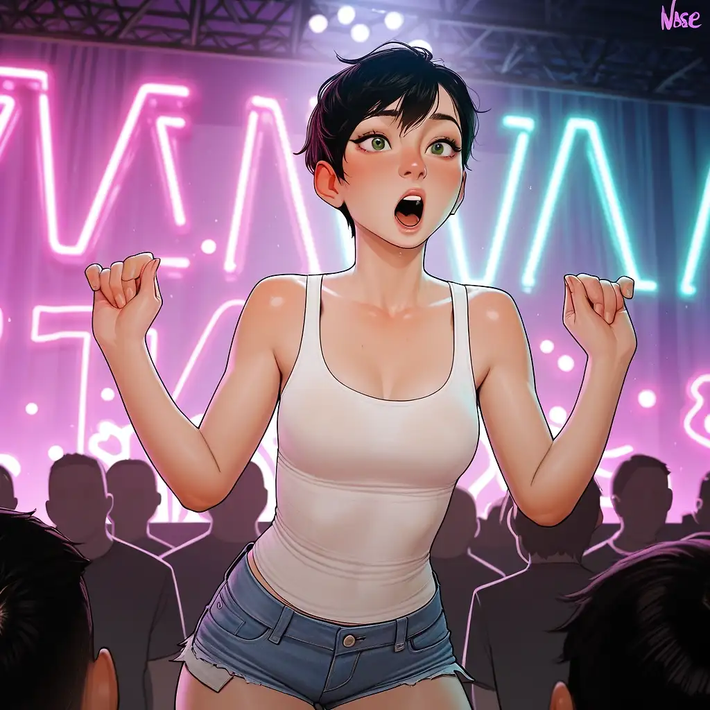 AI art "Congratulations Azariel for 600 followers! - Maria at Sera's concert!"