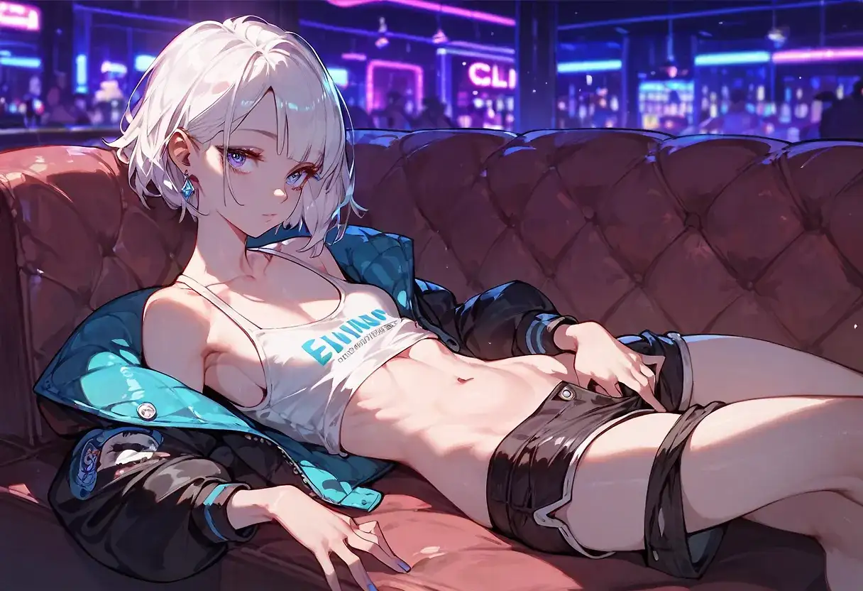 AI art "skinny girl in nightclub"