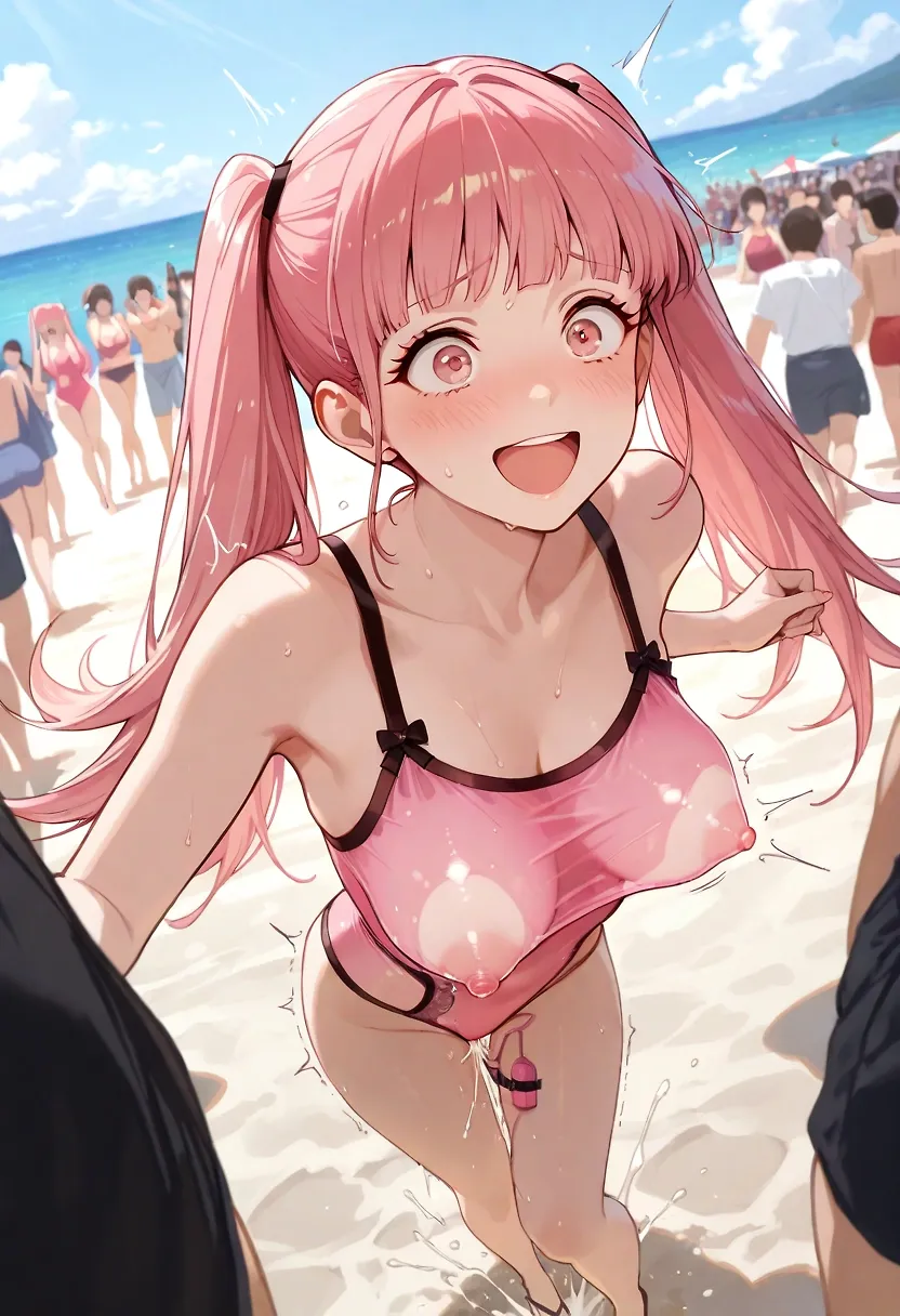 Hilda playing on the beach