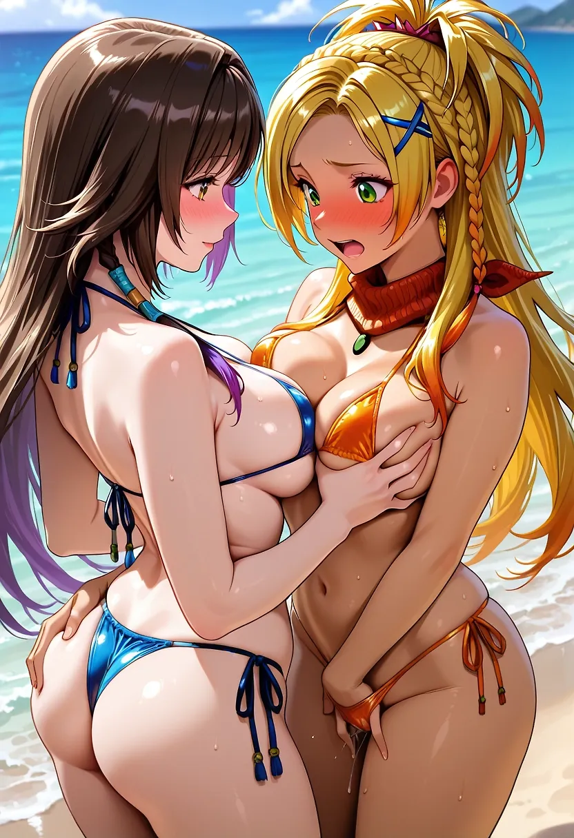Rikku & Yuna beach fun