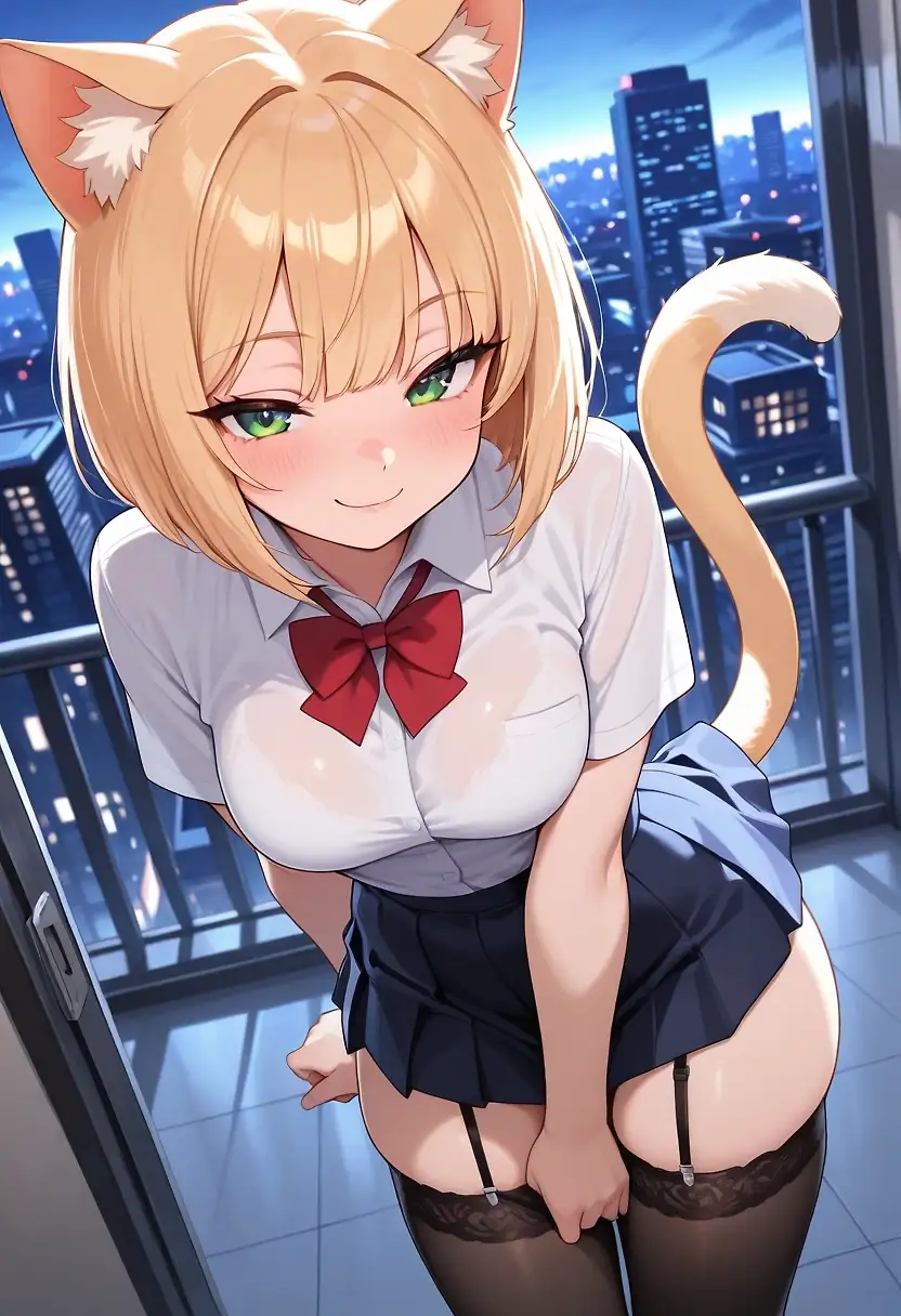 AI art 'Cat Girl in the City'
