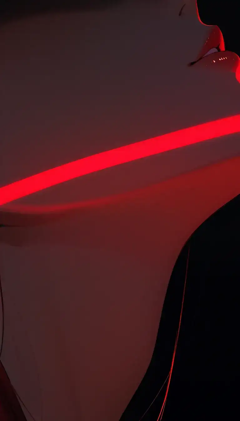 AI art 'Red Light' with user description 'So, there was a power outage, the only light was the emergency lights.
The AC is out; it was hot and... Anyway, so they started fucking.'