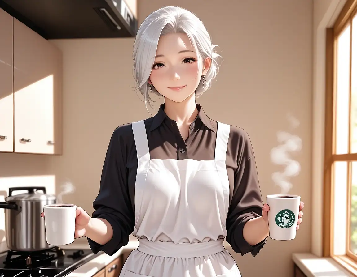 AI art 'My Neighbour Anna, pt II' with user description 'Anna is a tough lady, taking care for her house, her job and her daughter Laura (you might have met her). So, from time to time, I visit her and she enjoys to be taken care of.
And she can do anime-style, too!'