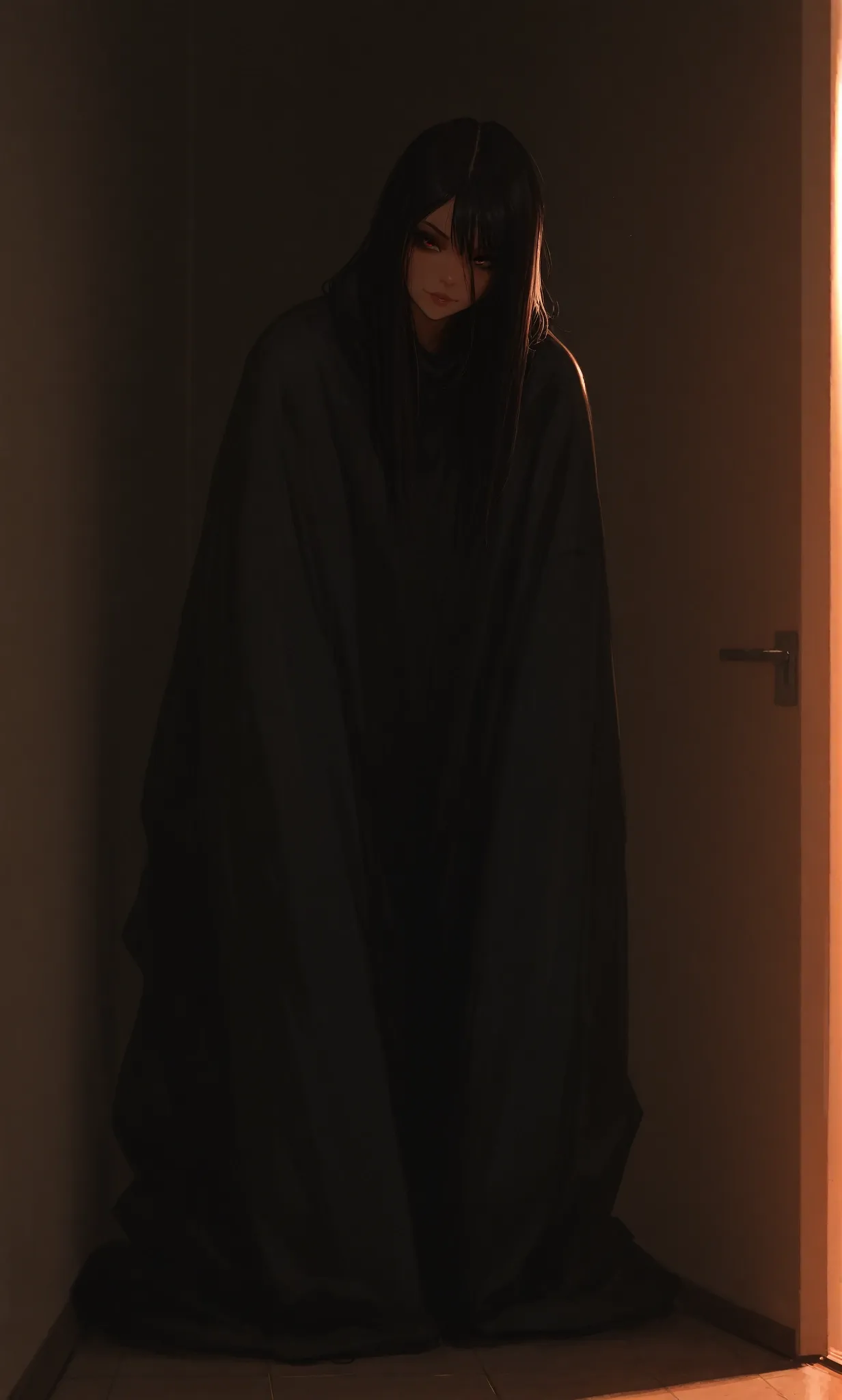 AI art "Don’t Leave Your Door Open or She’ll Find You" with user description "Or do leave it open"